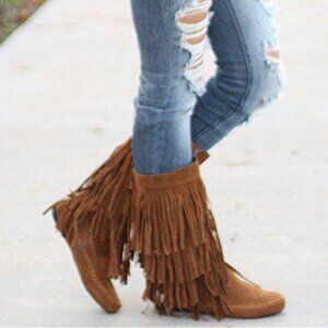 Arizona Jean Co*NIB*Suede FRINGE Boots! BoHo FESTIVAL* sz.8